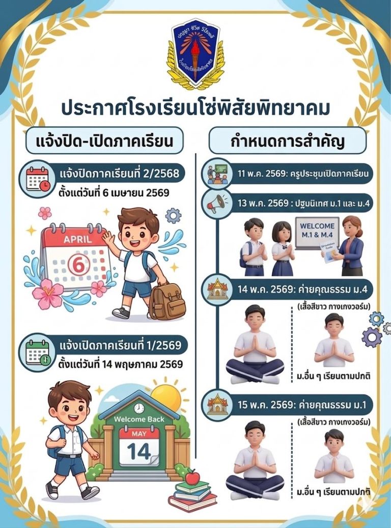 กำหนดการเปิด ปิดภาคเรียน